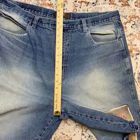 Mens Members Property Y2K Baggy Grunge Jean Shorts Hip Hop Scarface Patch Wide‎ - Picture 9 of 12